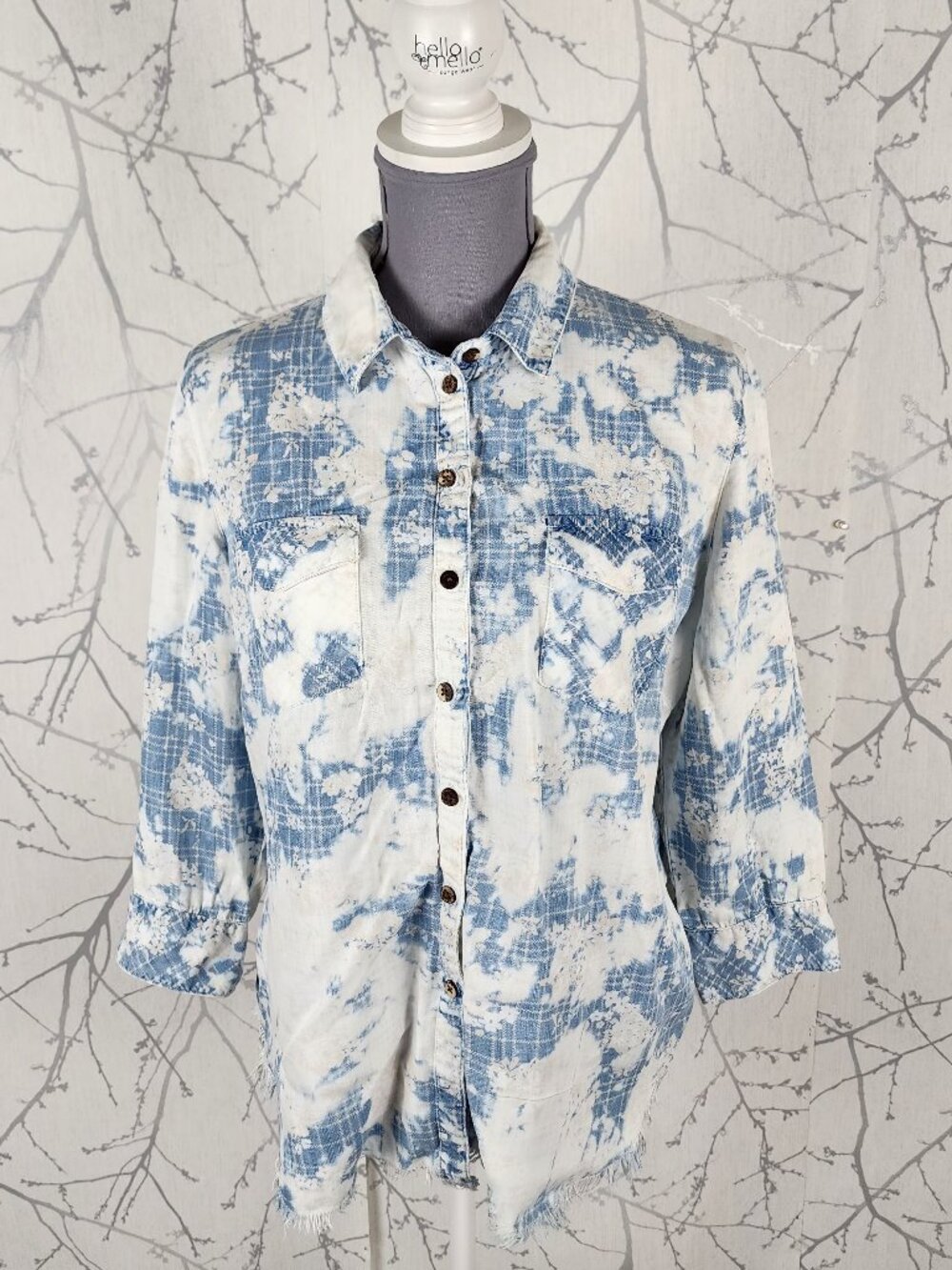 Charlie B Acid Wash Tencel Button Front Western Shirt